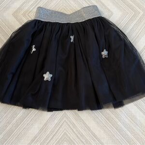 Pippa & Julie Girls Black with Silver Stars Mesh Skirt